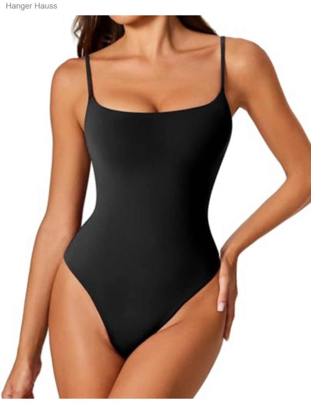 Women's Square Neck Thong Bodysuit Sleeveless Double Lined Tank Top